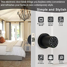 Load image into Gallery viewer, iulock IU-20 Code Door Lock, Electronic Door Knob with Keypad and Key, Auto Lock, Waterproof, Passage Function, Long Battery Life,50 Codes, Easy to use and Install for Office/Warehouse/Bedroom/Garage, MatteBlack_7056
