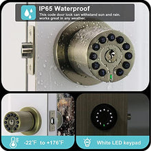 Load image into Gallery viewer, iulock IU-20 Code Door Lock, Electronic Door Knob with Keypad and Key, Auto Lock, Waterproof, Passage Function, Long Battery Life,50 Codes, Easy to use and Install for Office/Warehouse/Bedroom/Garage, MatteBlack_7058
