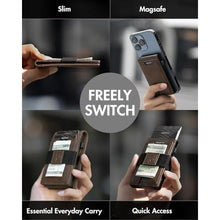 Load image into Gallery viewer, iwantit 3 in 1 MagSafe Wallet Men: Slim Bifold Money Clip + Smart Pop up Card Holder - Cash Strap, Mens Minimalist Magnetic Wallet, ID Window, Premium Leather (Nubuck Brown), NubuckBrown_1174
