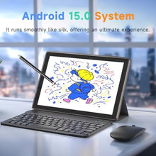 Load image into Gallery viewer, IWEGGO Android 15 Tablet, 10 Inch 18GB RAM+128GB ROM/ 2TB Expandable Tablet, 2.0GHz Quad-core Processor, 1280*800 HD Touch Screen, 5G WiFi6 BT 5.0, 2 in 1 Tablets with Keyboard Case Mouse Stylus Black_365
