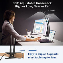 Load image into Gallery viewer, iZELL Desk Lamp, [2 LED Tube] Desk Lamps for Home Office with Clamp, Flexible Gooseneck LED Book Light, Easy Clip on Reading Lights for Bedrooms Beside Table Headboard College Dorm Bed Room - Black_7012
