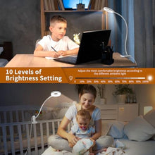 Load image into Gallery viewer, iZELL Reading Light, USB Clamp Lamp for Child Reading Book in Bed at Night, LED Small Desk Lamp with Silicone Adjustable Arm Clip on Beside Table for Studying Working Drafting Sewing - 15.8 White_6551
