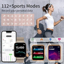 Load image into Gallery viewer, J-CD Smart Watch for Women, 1.85 inch Large Screen, Support Make Voice/Bluetooth/Sports Mode, Fitness Trackers/Heart Rate/Calories/Sleep Monitor, Compatible with Android/iOS, IP68 Waterproof, golden_1955
