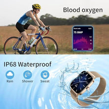 Load image into Gallery viewer, J-CD Smart Watch for Women, 1.85 inch Large Screen, Support Make Voice/Bluetooth/Sports Mode, Fitness Trackers/Heart Rate/Calories/Sleep Monitor, Compatible with Android/iOS, IP68 Waterproof, golden_1956
