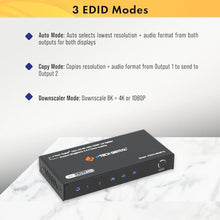 Load image into Gallery viewer, J-Tech Digital HDMI Splitter 1 in 2 Out 4K 120Hz 8K 60Hz, HDMI 2.1 Splitter Supports 8K Downscale to 4K 1080P, 3 EDID Modes, HDCP Compliant Compatible with HDR &amp; Dolby Vision [JTECH-8KSP12]_1276
