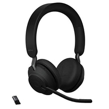Load image into Gallery viewer, Jabra Evolve2 65 MS Wireless Headphones with Link380a, Stereo, Black Wireless Bluetooth Headset for Calls and Music, 37 Hours of Battery Life, Passive Noise Cancelling Headphones_1
