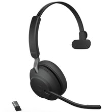 Load image into Gallery viewer, Jabra Evolve2 65 UC Wireless Headset with Link380a, Mono, Black Wireless Bluetooth Headset for Calls and Music, 37 Hours of Battery Life, Passive Noise Cancelling Headphones_1

