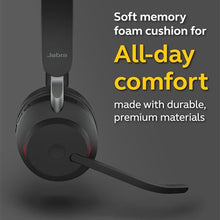 Load image into Gallery viewer, Jabra Evolve2 65 UC Wireless Headset with Link380a, Mono, Black Wireless Bluetooth Headset for Calls and Music, 37 Hours of Battery Life, Passive Noise Cancelling Headphones_6327

