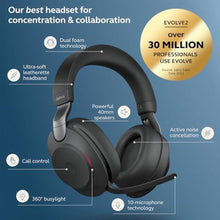 Load image into Gallery viewer, Jabra Evolve2 85 - USB-C MS Teams Stereo - Black Wireless Headset/Music Headphones Black_8470
