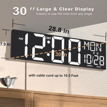 Load image into Gallery viewer, JALL 30" Extra Large Digital Wall Clock, Giant LED Wall Clock with Remote Control, Digital Clock with Jumbo Numbers for Living Room, Gym, Warehouse, Office, Home Decor, Plug-in, White_3027
