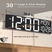Load image into Gallery viewer, JALL 30" Large Digital Wall Mount Clock with Remote Control, Alarm, Huge Giant Big LED, Countdown, Auto DST, Temperature for Living Room Classroom Desk, Xmas, Birthday Gift, White_58
