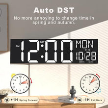 Load image into Gallery viewer, JALL 30" Large Digital Wall Mount Clock with Remote Control, Alarm, Huge Giant Big LED, Countdown, Auto DST, Temperature for Living Room Classroom Desk, Xmas, Birthday Gift, White_60
