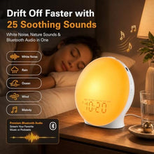 Load image into Gallery viewer, JALL Sunrise Alarm Clock White Noise Machine with 25 Nature Sleep Sounds, Fully Dimmable Clock for Bedrooms, Heavy Sleepers, 17 Light Modes, Bluetooth Speaker_3281
