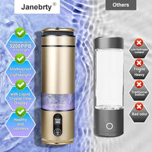 Load image into Gallery viewer, Janebrty Hydrogen Water Bottle Generator 3000ppb Hydrogen Water Ionizer Generates Alkaline Water Using New SPE Electrolysis Technology LCD Time Display for Man/Woman Festival Gifts Office (Gold)_2651
