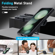 Load image into Gallery viewer, Janmitta Compatible with Samsung Galaxy Z Flip7 FE/Samsung Galaxy Z Flip 6 Case +Hinge Protection+Ring Kickstand,Heavy Duty Full Body Phone Cover with Wrist Strap Lanyard, Black_365
