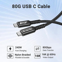Load image into Gallery viewer, JBTOP 80Gbps USB c to USB c 4.0 for Thunderbolt 5 Cable 6.6ft(2packs), Black_210
