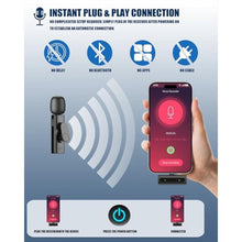 Load image into Gallery viewer, JCHIEN Wireless Lavalier Microphone for iPhone/Android Phone, Black_885
