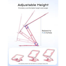 Load image into Gallery viewer, JCZT Adjustable Laptop Stand for Desk, Metal Foldable Laptop Riser, Portable Laptop Holder Mount, Ventilated Cooling Computer Notebook Stand for MacBook Air Pro, All 10-16'' Notebooks Laptops, Pink_140
