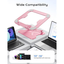Load image into Gallery viewer, JCZT Adjustable Laptop Stand for Desk, Metal Foldable Laptop Riser, Portable Laptop Holder Mount, Ventilated Cooling Computer Notebook Stand for MacBook Air Pro, All 10-16'' Notebooks Laptops, Pink_142
