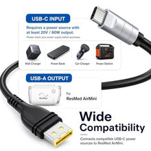 Load image into Gallery viewer, Jeasun USB-C PD Cable for ResMed AirMini, 20V to 24V, 5.2 ft_602
