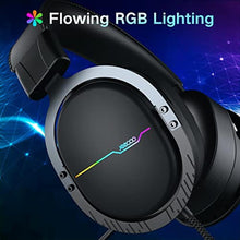 Load image into Gallery viewer, Jeecoo J75 USB Gaming Headset for PC - 7.1 Surround Sound, Retractable Clear Microphone, Ultra-Soft Memory Foam Ear Pads, Flowing LED Lighting - Compatible with Laptops Desktop Computers, Grey_2215
