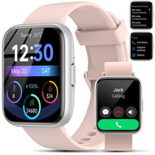 Load image into Gallery viewer, JeeJTek Smart Watch for Men Women - Answer/Make Calls/Quick Reply/AI Voice Assistant, 1.83"" for Android iPhone Samsung Compatible IP68 Smartwatch Fitness Tracker Blood (Silver+Pink, 1.83""), TGW101_1
