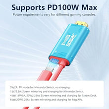 Load image into Gallery viewer, JEMDO Switch 2 Dock HDMI Cable,4K 60 Hz 18 Gbps USB C to HDMI 2.0 6.6 ft,100 W PD Play While Charging,Portable Travel TV Adapter Compatible with Nintendo Switch 2(Only Below V21.0.0)/2017/OLED, Blue_145

