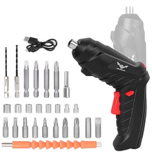 Load image into Gallery viewer, JENABOM 28 in 1 Electric Screwdriver Cordless Rechargeable Small Power Drill Set 3.5Nm Max Torque Electric Rotatable with LED Light Screwdriver for Home Office DIY Tools (Black), Blackred_1
