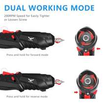 Load image into Gallery viewer, JENABOM Electric Screwdriver Cordless Rechargeable Small 3.6V Power Drill Set 3.5Nm Max Torque Electric Rotatable Drill Screwdriver for Home Office DIY Tools (Black)_5256
