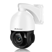Load image into Gallery viewer, Jennov 4K 8MP Outdoor PTZ IP POE Camera with Pan Tilt 20X Optical Zoom &amp; Human Detection, Speed Dome Security Camera with 320ft IR Night Vision, Auto Tracking, Only Work with Onvif POE NVR, Blackandwhite_1
