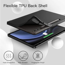 Load image into Gallery viewer, JETech Case for Samsung Galaxy Tab S9 FE+ / S9 FE Plus 12.4-Inch with S Pen Holder, Soft TPU Tri-Fold Stand Protective Tablet Cover, Support S Pen Charging, Auto Wake/Sleep (Black)_7412
