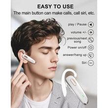 Load image into Gallery viewer, Jinreoo Bluetooth Headset V5.1, Wireless Hands-Free Earpiece with Noise Cancellation, Built-in Microphone for iPhone Android Business Calls - White_4091
