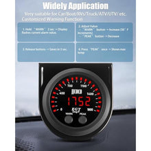 Load image into Gallery viewer, JJCOCO 1800F Pyrometer Exhaust Gas Temp Gauge Kit with 1/8NPT Type K EGT Sensor &amp; Bracket LED Digital Display Exhaust Gas Temperature Meter for Car &amp; Truck 2-1/16" (52mm), Red_273
