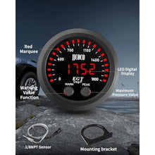 Load image into Gallery viewer, JJCOCO 1800F Pyrometer Exhaust Gas Temp Gauge Kit with 1/8NPT Type K EGT Sensor &amp; Bracket LED Digital Display Exhaust Gas Temperature Meter for Car &amp; Truck 2-1/16" (52mm), Red_275
