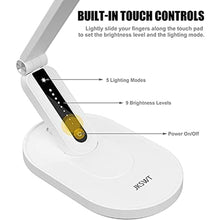 Load image into Gallery viewer, JKSWT Desk Lamp, for Eye Care, Dimmable Table Lamp with 5 Colour Modes, 72 LEDs with USB Charging Port, Touch Control and Memory Function, Office Lamp, White_7970
