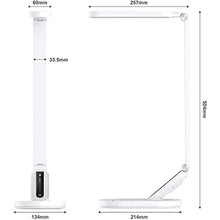 Load image into Gallery viewer, JKSWT Desk Lamp, for Eye Care, Dimmable Table Lamp with 5 Colour Modes, 72 LEDs with USB Charging Port, Touch Control and Memory Function, Office Lamp, White_7972
