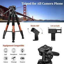 Load image into Gallery viewer, JOILCAN Tripod Camera Tripods, 74" Tripod for Camera Cell Phone Video Photography, Heavy Duty Tall Cameras Tripod Stand, Professional Travel DSLR Tripods Compatible with Canon iPhone, Max Load 15 LB, Orange_8194
