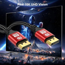 Load image into Gallery viewer, jojobnj 3FT DisplayPort 1.4 Cable 8K60Hz 4K144Hz, Up to 240Hz High Refresh, DP to DP 32.4Gbps HBR3 Braided Cable with Gold Plated Connectors, Red Aluminum Housing, for Desktop Setup, Gaming Monitor._4524
