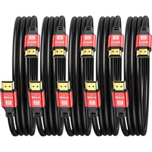 Load image into Gallery viewer, jojobnj HDMI Cable 1.5FT 5-Pack, 48Gbps 8K@60Hz 4K@120Hz, HDCP 2.2 &amp; 2.3, DTS:X, HDR 10 Compatible with Roku TV/eARC/3D/PS5/HDTV/Laptop/Blu-ray High Speed HDMI Cable(Red)_1

