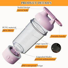 Load image into Gallery viewer, JOTER &amp; LIBEAR Electric Shaker Bottle, 25Oz Blender Bottles for Protein Mixes, Portable USB C Rechargeable Pulse Protein Shake Bottle, BPA Free, Colorful Light Base, Blue_5435
