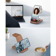Load image into Gallery viewer, JoyGeek 3 in 1 Charging Station for Apple Devices, Wireless Charger Stand for iPhone 17/16/15/14/13/12/11/SE/X Pro Max Plus - Apple Watch 11/10/9/Ultra 2/8/SE/7/6/5 - AirPods Pro 2/3/2, WoodgrainColor_4214
