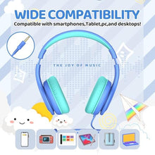 Load image into Gallery viewer, JoySpark Wired Headphones for Kids, 85dB Volume Limit, 3.5mm Kids Headphones with Cord, Adjustable, Stereo Sound Foldable Toddler headsets for School-Blue_5866
