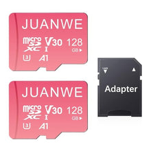Load image into Gallery viewer, JUANWE 128GB Micro SD Card 2 Pack 128GB TF Card with Adapter, microSDXC Memory Card for Camera, Drone, U3, A1, V30, 4K UHD, UHS-I, SD Card, GBx_1
