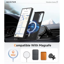 Load image into Gallery viewer, JUESHITUO for Samsung Galaxy Z Fold 6 Case: [600D&amp;1500D Aramid Fiber Made] Ultra Slim and Lightweight [Fit for MagSafe] Minimalist Carbon Fiber Textures-Less Touch Feeling, Magnetic Thin Sturdy Cover, Black_2218
