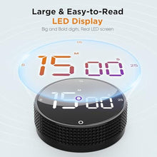 Load image into Gallery viewer, JUNVIL Digital Kitchen Timer - Magnetic Countdown Count Up Clock with Large LED Display, 5/15/25 Min Presets, 3 Volume Levels, Rotary Dial for Cooking, Productivity, Classroom, Fitness (1, Gray), Black_5771
