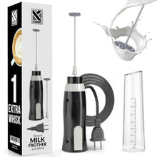 Load image into Gallery viewer, K-Brands Corded Electric Milk Frother with Plug in - Handheld Electric Whisk Stirrer Whipper - Foam Maker for Coffee, Latte, Cappuccino, Hot Chocolate Powerful Drink Mixer, Black_1
