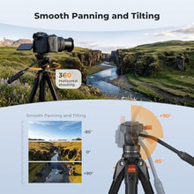Load image into Gallery viewer, K&amp;F CONCEPT 63" Camera Tripod with Fluid Head, Black_280
