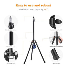 Load image into Gallery viewer, K&amp;F CONCEPT 86.6 inch/2.2m Light Stand with Storage Bag, Aluminium Photography Tripod for Reflectors, Softboxes, Flash, Strobe Lights, Umbrellas, Compact Lightweight Light Tripod, Black_32
