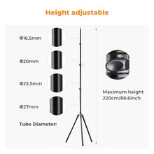 Load image into Gallery viewer, K&amp;F CONCEPT 86.6 inch/2.2m Light Stand with Storage Bag, Aluminium Photography Tripod for Reflectors, Softboxes, Flash, Strobe Lights, Umbrellas, Compact Lightweight Light Tripod, Black_34
