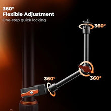 Load image into Gallery viewer, K&amp;F CONCEPT 9.8" Magic Arm Clamp Kit with 1/4" &amp; 3/8" Thread Screw 360 Ball Heads Articulating Magic Arm Camera Mount for Monitor, Flash, LED Light, Microphone, Camera Cage, Action Camera, Black_4044
